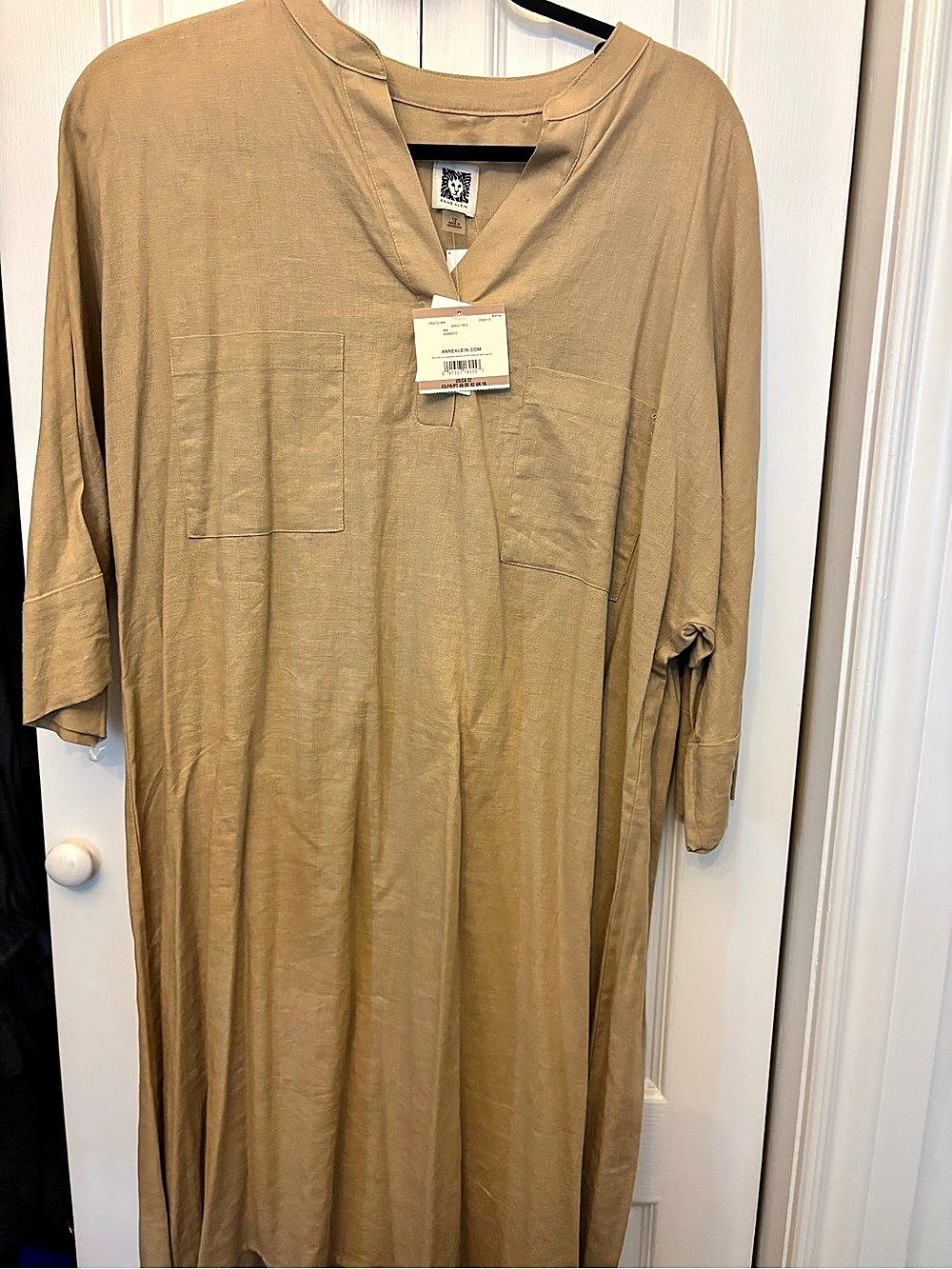 Anne Klein Linen Blend Shift Dress Size 12 Barley Field Tan NWT